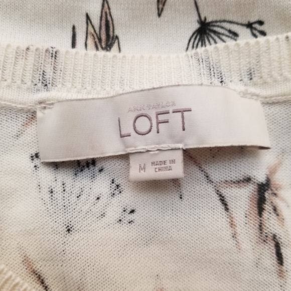 LOFT Sweater Cardigan Floral Print button down - Picture 7 of 9